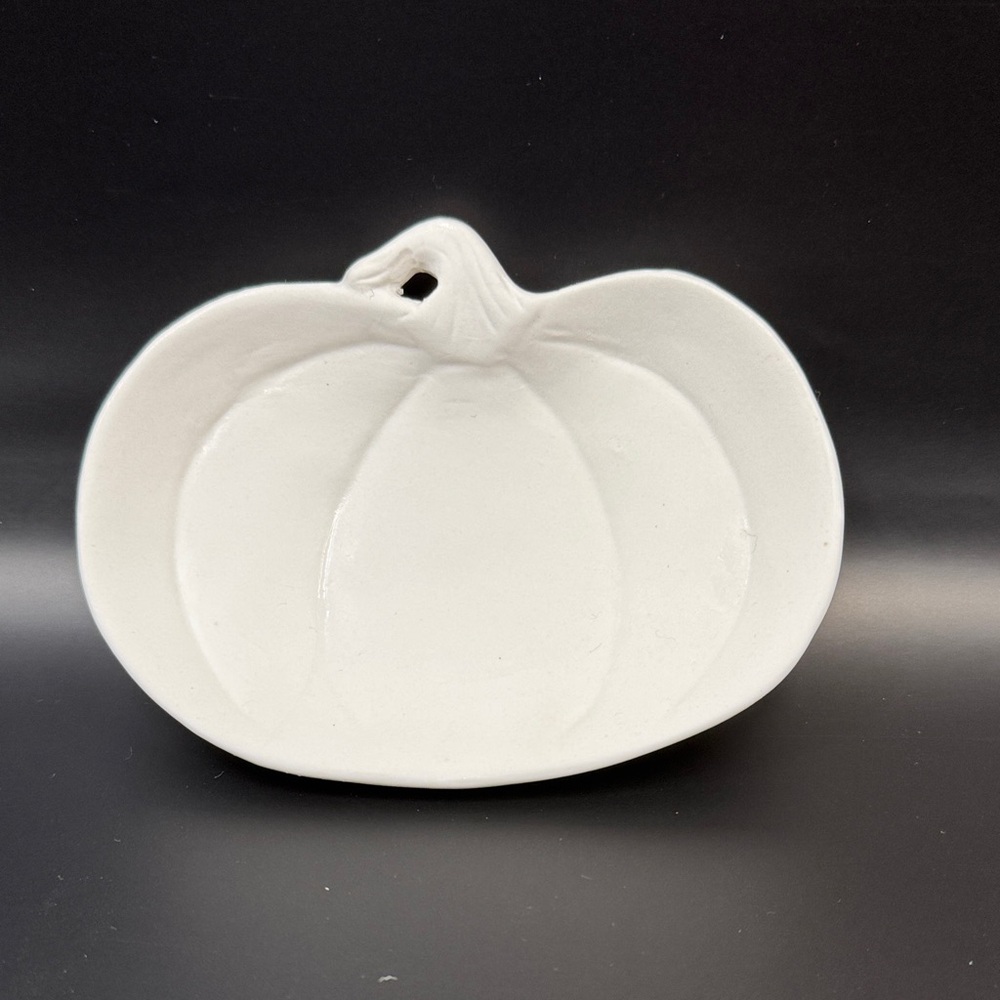 White Ceramic Pumpkin Plate with Matte finish.